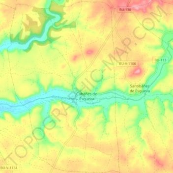 Cabañes de Esgueva topographic map, elevation, terrain