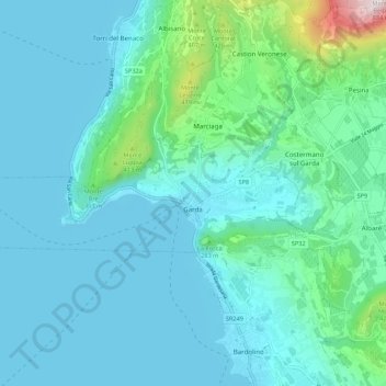 Garda topographic map, elevation, terrain