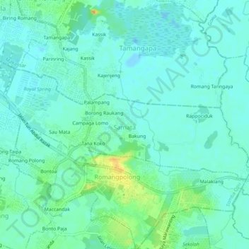 Samata topographic map, elevation, terrain