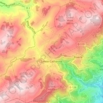 Sainte-Catherine topographic map, elevation, terrain
