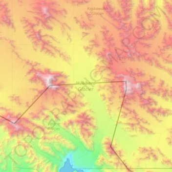 Hubbard Glacier topographic map, elevation, terrain