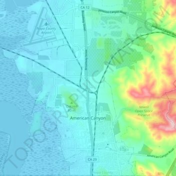 American Canyon topographic map, elevation, terrain