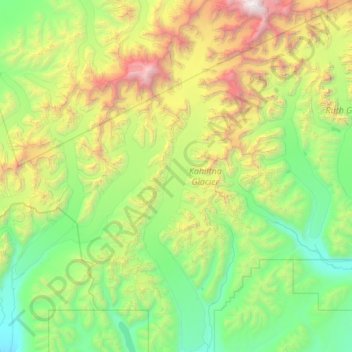Kahiltna Glacier topographic map, elevation, terrain