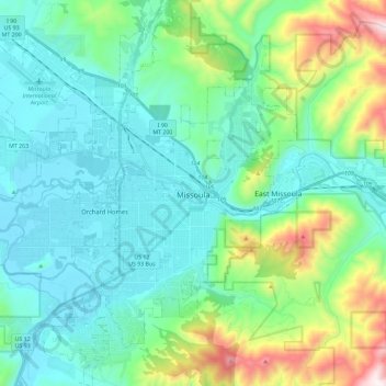 Missoula topographic map, elevation, terrain