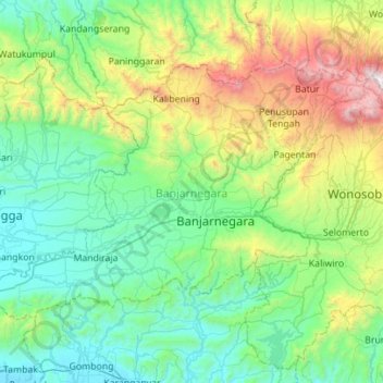 Banjarnegara topographic map, elevation, terrain