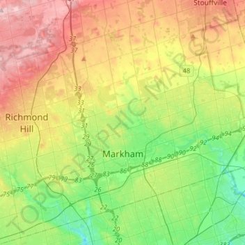 Markham topographic map, elevation, terrain