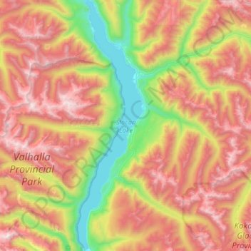 Slocan Lake topographic map, elevation, terrain
