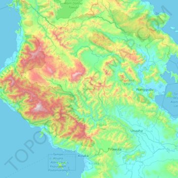 Konawe topographic map, elevation, terrain
