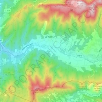 Le Poët-Laval topographic map, elevation, terrain