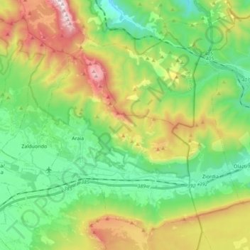 Aspárrena topographic map, elevation, terrain