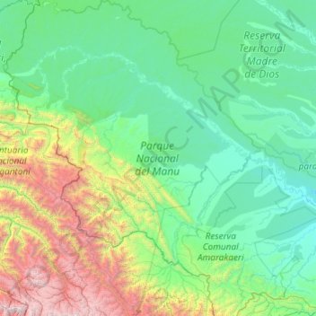 Nationalpark Manu topographic map, elevation, terrain