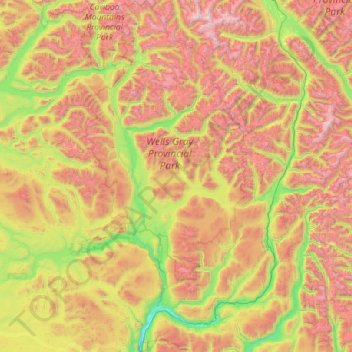 Area A (Wells Gray Country) topographic map, elevation, terrain