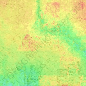 Lafayette County topographic map, elevation, terrain