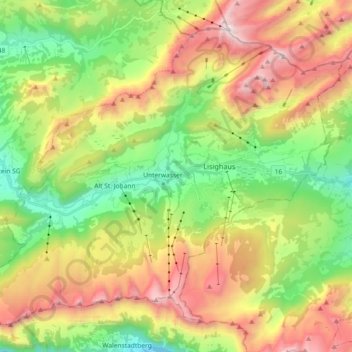 Wildhaus-Alt St. Johann topographic map, elevation, terrain