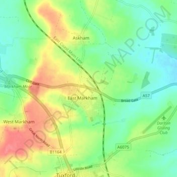 East Markham topographic map, elevation, terrain