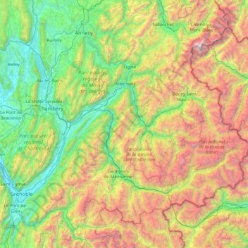 Savoy topographic map, elevation, terrain