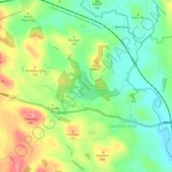 Coniston Lake topographic map, elevation, terrain