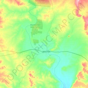 Mitchell topographic map, elevation, terrain