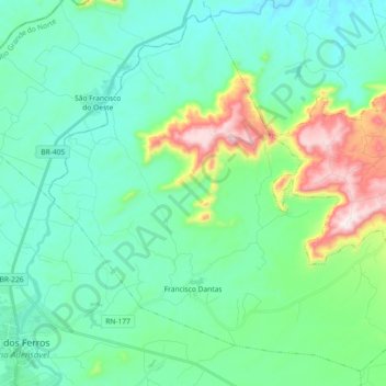 Francisco Dantas topographic map, elevation, terrain