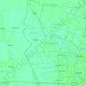 Nonthaburi Province topographic map, elevation, terrain