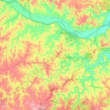 Franklin County topographic map, elevation, terrain