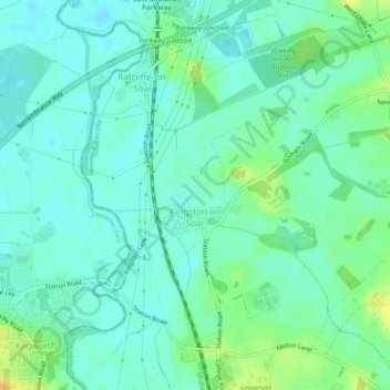 Kingston on Soar topographic map, elevation, terrain