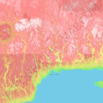 Sept-Rivières topographic map, elevation, terrain