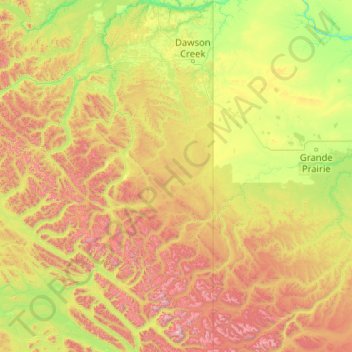 Area D (Kiskatinaw Valley) topographic map, elevation, terrain