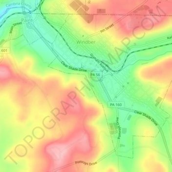 Windber topographic map, elevation, terrain