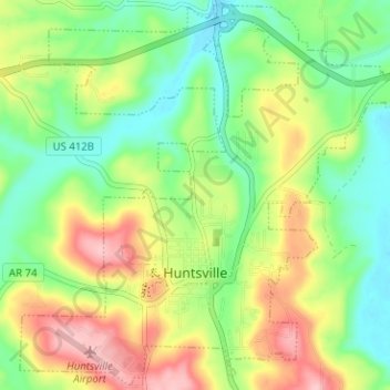 Huntsville topographic map, elevation, terrain