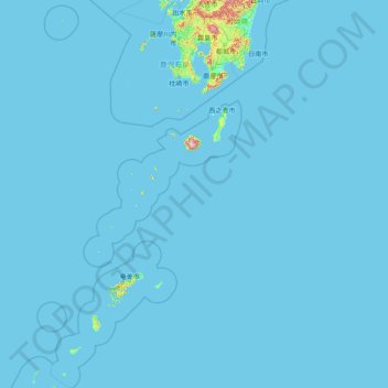 Kagoshima Prefecture topographic map, elevation, terrain