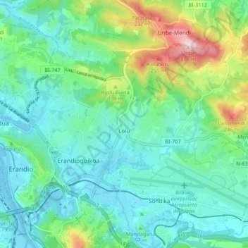 Lujua topographic map, elevation, terrain