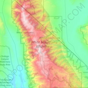 White Mountains Wilderness Area topographic map, elevation, terrain