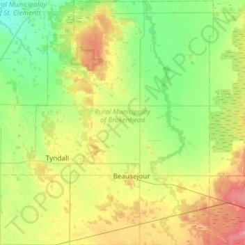 Brokenhead topographic map, elevation, terrain