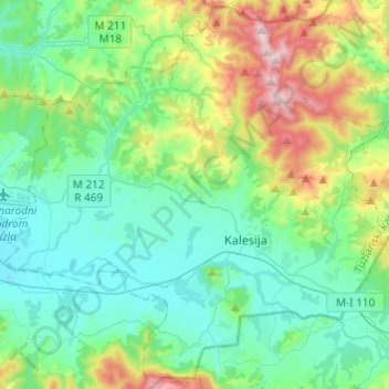 Kalesija municipality topographic map, elevation, terrain