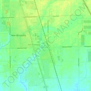 Whiteland topographic map, elevation, terrain