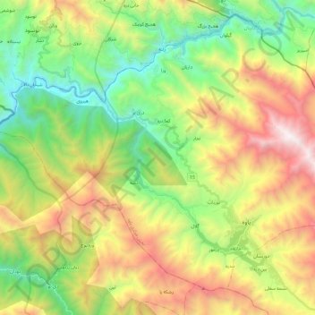 Paveh County topographic map, elevation, terrain