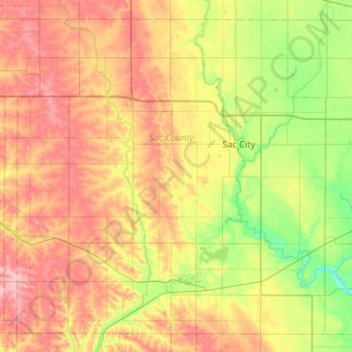 Sac County topographic map, elevation, terrain