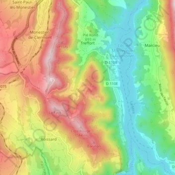 Treffort topographic map, elevation, terrain