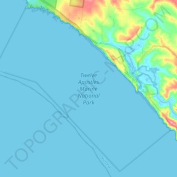 Twelve Apostles Marine National Park topographic map, elevation, terrain