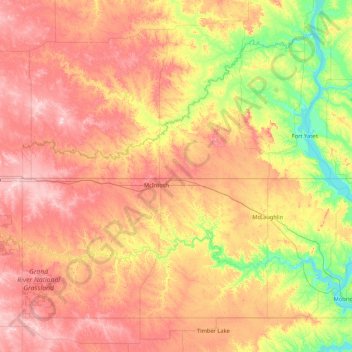 Standing Rock Reservation topographic map, elevation, terrain