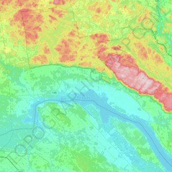 Pontiac topographic map, elevation, terrain