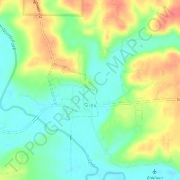 Silex topographic map, elevation, terrain