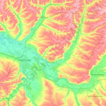 Павлоградський район topographic map, elevation, terrain