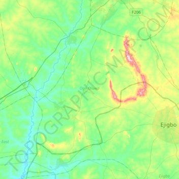 Ogo Oluwa topographic map, elevation, terrain