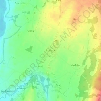 Broddetorp topographic map, elevation, terrain