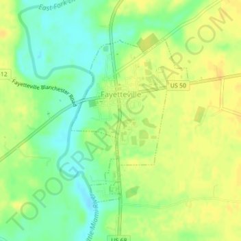 Fayetteville topographic map, elevation, terrain