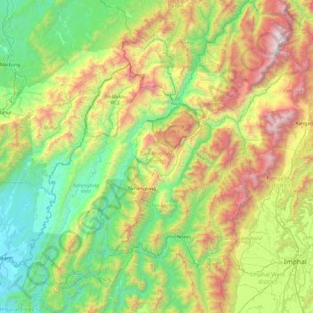 Tamenglong topographic map, elevation, terrain