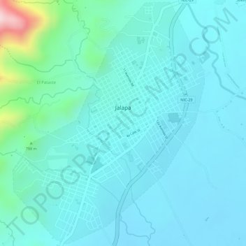 Jalapa topographic map, elevation, terrain