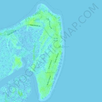 Tybee Island topographic map, elevation, terrain